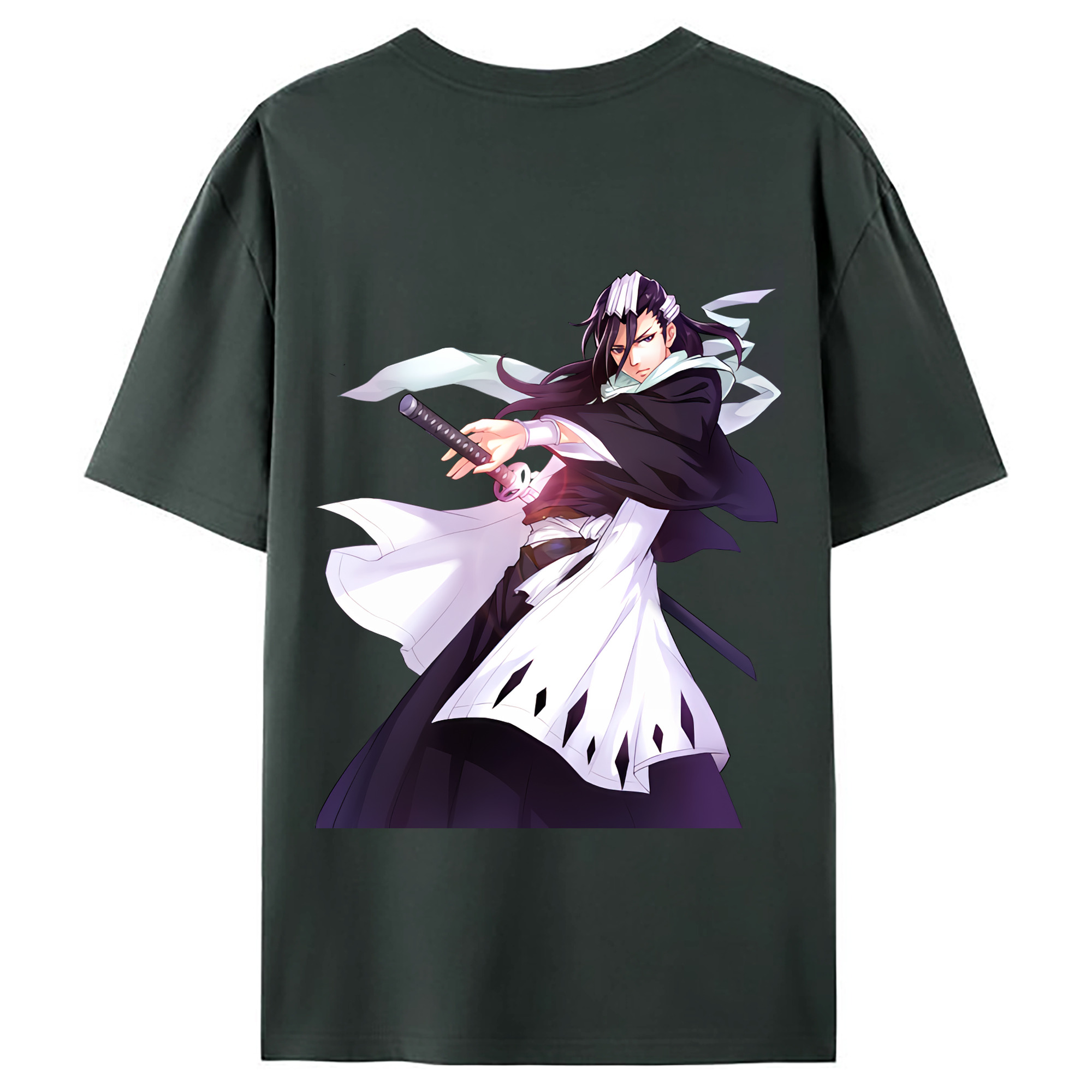 （画像用） ブリーチ くちき びゃくや BLEACH Kuchiki Byakuya 綿100％ メンズ半袖Tシャツ（バックプリント） 通気性